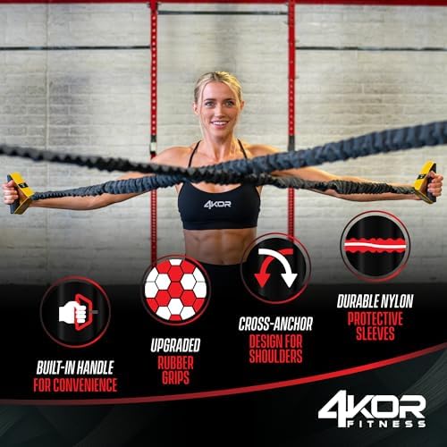 4KOR Cross Anchor Shoulder Performance Training System. Resistance Cords with Handles and Dynamic Workout Guide. Exercise Bands with Nylon Sleeves, Rubber Grips, and Carry Bag for Rehab and Strength - Image 3