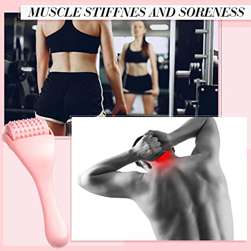 Tondiamo 2 Pcs Muscle Roller Portable Small Silicone Massager Roller Deep Tissue Muscle Massage Stick Cellulite Remover Scar Tissue Massager for Relief Face Neck Arm Back Leg(Pink,Silicone) - Image 4