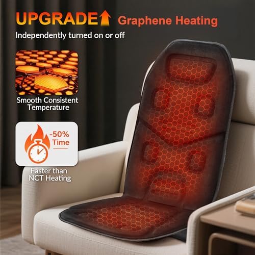 COMFIER Massage Seat Cushion with Heat - 10 Vibration Motors, Back Massager for Chair, （Vibration Massage Only, Not Shiatsu/Rolling,Massage Chair Pad for Back - Image 4
