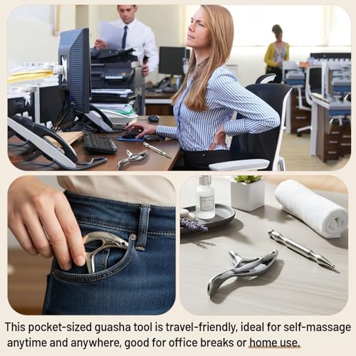 2 Pcs Trigger Massage Tool Acupuncture Pen Gua Sha Massage Scraping Tool Manual Reflexology Body Point Deep Tissue Muscle Scraper Massager for Head Neck Hand Waist Calf Foot(Silver,Large) - Image 6