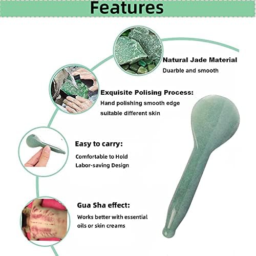 Jade Gua Sha Massage Tools Facial Tool Natural Green Gua Sha Anti Aging Facial Skin SPA for Rejuvenate Skin Anti-Wrinkle Anti Aging - Image 6