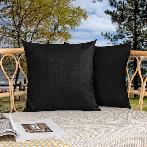 Kevin Textile Outdoor Waterproof 20”x20” Pillow Covers 2 Pack, Black by KevinTextile