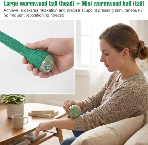 2PCS Long Size Lymphatic Drainage Hammer, Manual Body Massage Hammer, Anti Slip Longer Handheld Herbal Massage Hammer with Two Ends for Back Pain Relief (Light Green) - Image 7
