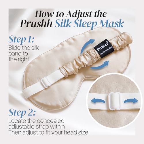 Silk Sleep Mask - Luxurious 100% Pure Mulberry Silk Eye Mask for Restful Sleep and Travel, Hypoallergenic, Cooling, Total Blackout, Adjustable for Women & Men (Champagne Gold) - Image 5
