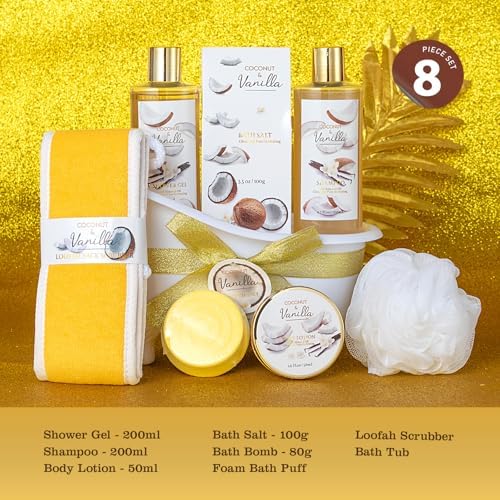 Spa Bath & Body Gift Basket for Women & Men, Coconut Vanilla - Image 2