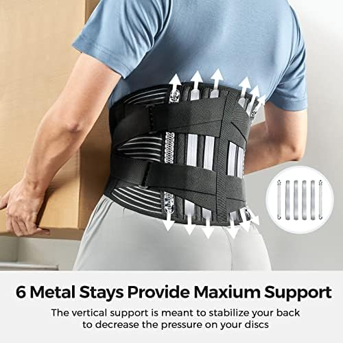 FREETOO Back Braces for Lower Back Pain Relief with 6 Stays, Breathable Back Support Belt for Men/Women for work , Anti-skid lumbar support belt with 16-hole Mesh for sciatica(M) - Image 2