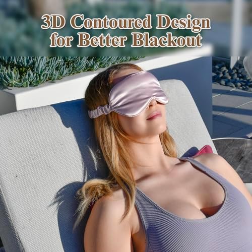 BeeVines 22 Momme Silk Sleep Mask, 3D Contoured Eye Masks for Women(2 Pack) - Image 4