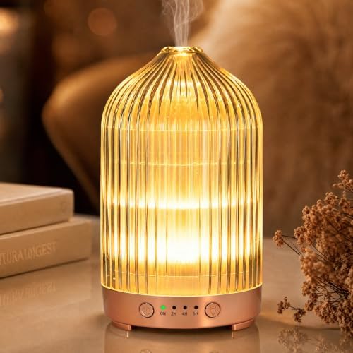Essential Oil Diffuser for Home- 200ml Aromatherapy Diffuser for Essential Oils with 4 Timer, 7 Color LED Lights Waterless Auto Shut-Off for Home Office Décor Gifts for Women by EQUSUPRO