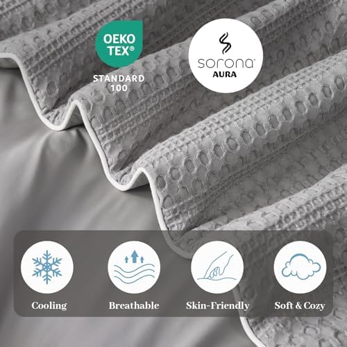 Waffle Cooling Comforter Blanket for Hot Sleepers, King Size, Cool Gray - Image 5