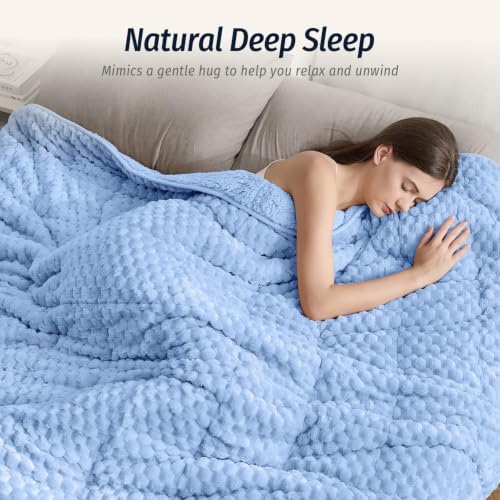 Fleece Weighted Blanket for Adults 48" x 72" 15lbs Fuzzy Blankets, Blue - Image 3