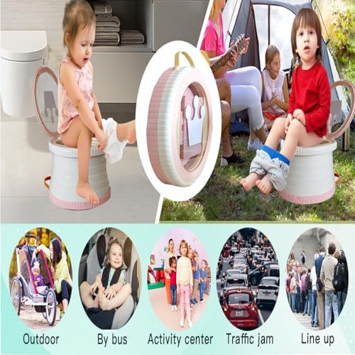 SunnySmile Portable Toilet for Kids,Portable Potty Seat for Toddler Travel,Travel Potty with Travel Bag, Applicable to Camping, Indoor/Outdoor Use, Includes 45 Replacement Bags (Pink) - Image 3