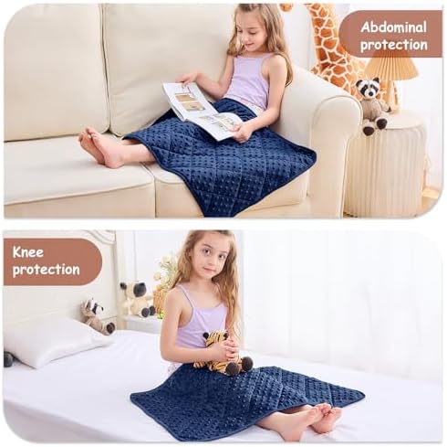yescool Weighted Lap Pad 2 lb Blue Small Lap Blanket, Weighted Lap Blanket Cooling Heating Weighted Throw Blankets, Minky Blankets Gifts for Travel Outdoor Indoor, 20 * 30in - Image 5