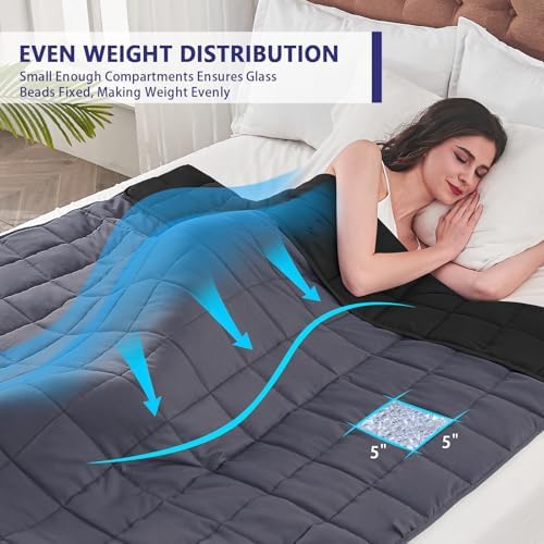 yescool Weighted Blanket for Adults (25 lbs, 88” x 104”, Grey& Black) Cooling Heavy Blanket for Sleeping Perfect for 240-260 lbs, King Size Breathable Blanket with Premium Glass Bead - Image 7