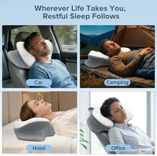 Cervical Neck Pillow for Pain Relief, Ergonomic Side Sleeper Pillow for Sleeping, Orthopedic Neck Support Contour Memory Foam Pillow for Side Back Stomach Sleepers, Ideal for Office Travel - Image 7