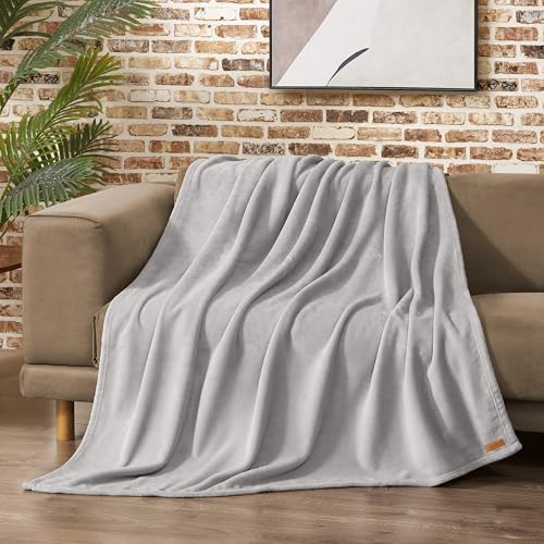 Lucky Brand Solid Plush 50"x70" Throw Blanket, Glacier Gray - Soft, Cozy, and Timeless Comfort by LuckyBrand