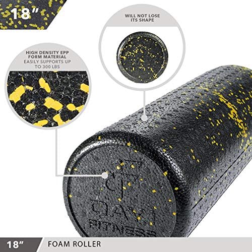 Day 1 Fitness High Density Muscle Foam Rollers - Sports Massage Rollers for Stretching, Physical Therapy, Deep Tissue, Myofascial Release - Ideal for Exercise and Pain Relief - Speckled Yellow, 18” - Image 4