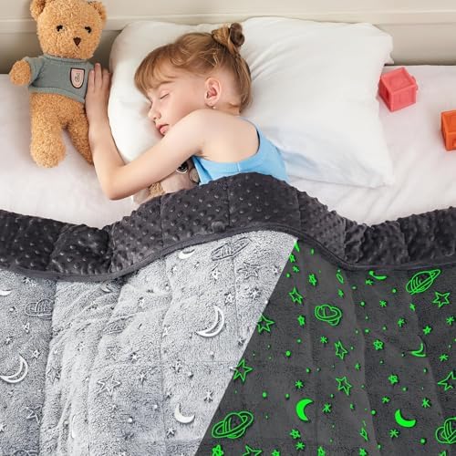 yescool Weighted Blanket 10 Pounds Weighted Lap Blanket, Glow in The Dark Star Heavy Blanket, Warm Minky Weighted Throw Blanket Gifts for 80-110lbs, 40"x60" by yescool