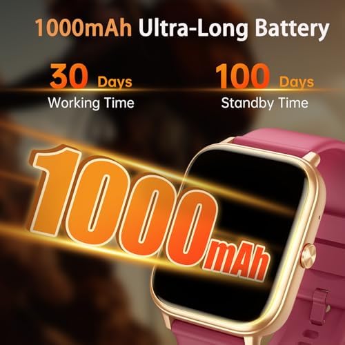 Smart Watch Fitness Tracker for Men Women, Answer/Make Call, 1000 mAh Battery, 120+ Sport Modes, Step Counter, Sleep Monitor Fitness Watch, Smartwatch for Android iPhone iOS (Wine Red) - Image 2