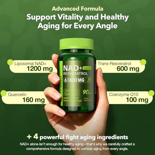 Nad Resveratrol Supplement 1200mg Per Serving – Liposomal Nad+ Resveratrol for Women & Men – High Purity 1200mg Nad+ Supplement for Energy & Healthy Aging, Resveratrol, Quercetin, CoQ10 – 90 Counts - Image 3