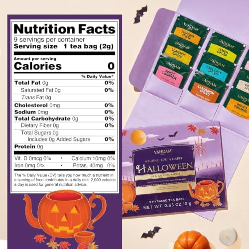 VAHDAM LIMITED EDITION - Halloween Tea Gift Set (9 Unique Pyramid Teabags) - Image 2