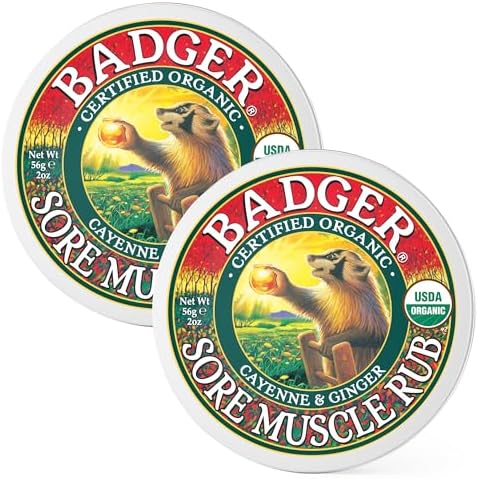 Badger Organic Sore Muscle Rub, Cayenne & Ginger, 2 oz (2-Pack) by Badger