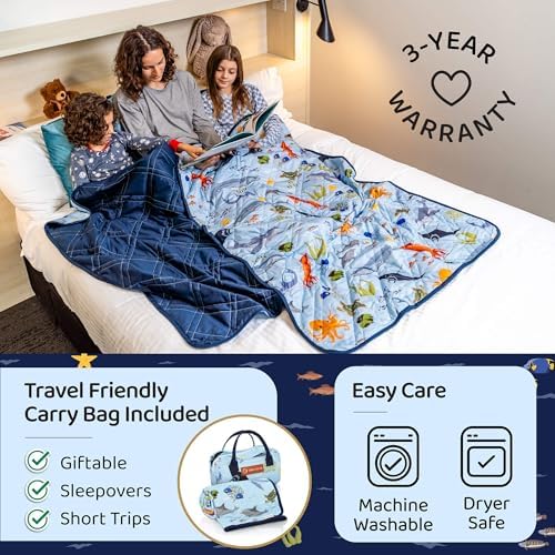 Aricove Weighted Blanket Kids, 7 lb, 40x60 inches, Small Twin Size, Soft Cotton, Machine Washable, Blue/Ocean Animals - Image 6