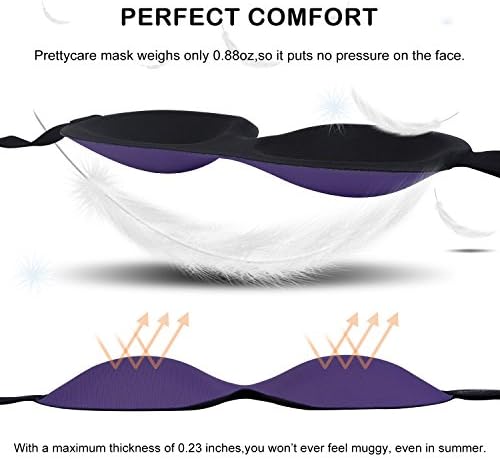 PrettyCare 3D Sleep Mask 2 Pack, Eye Mask for Side Sleeper - 3D Contoured Sleeping Mask Block Out Light for Men Women- No Eye Pressuer Night Masks with Ear Plugs & Travel Bag (Black＆Purple) - Image 3