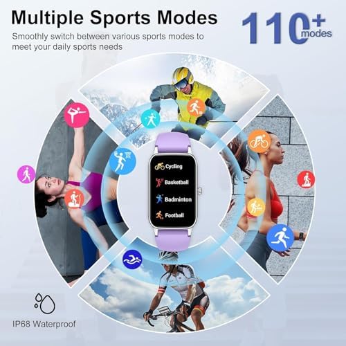 Smart Watch for Men Women, 1.57" Smartwatch (Answer/Make Call) , Fitness Tracker with 110+ Sport Modes, Heart Rate/Sleep Monitor, IP68 Waterproof, Bluetooth Calls, Smartwatches for Android iOS Purple - Image 5