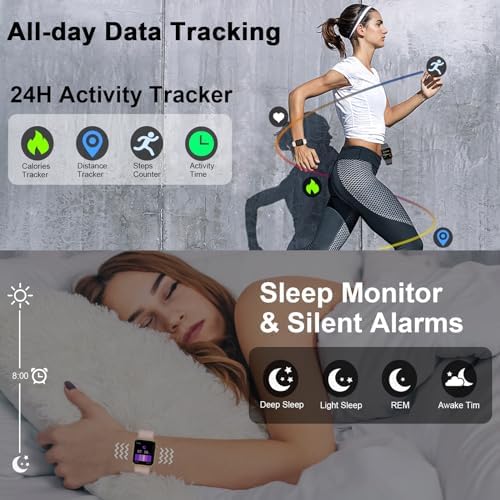 uaue Smart Watch for Women Men(Answer/Make Call), Smartwatch Sports Fitness Tracker with Heart Rate Sleep Monitor Pedometer, IP68 Waterproof Fitness Watch for Android iOS - Image 5
