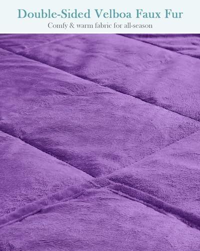 Topblan Flannel Weighted Blanket, 12lbs, Purple, Twin Size, Adult Heavy Blanket for Sleeping and Calming, Soft Warm Fabric, 48 x 72 inches - Image 2