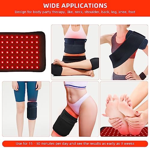 bonodave Red Light Therapy Pad for Body Back Knee Shoulder Hands Feet 660nm 850nm Home Use 3 Chips in 1 Infrared Wrap Belt Gift for Women Men (Corded) - Image 2