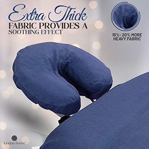 London Linens Pack of 10, Premium Extra Thick 100% Cotton Flannel Massage Tables Face Cradle Covers Cozies Fitted - Includes 10 pcs (Blue) - Image 5