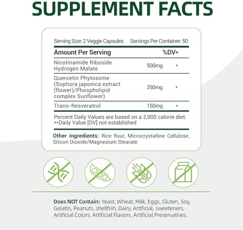 NAD+ Supplement with, Nicotinamide Riboside & Resveratrol 900mg – Anti-Aging Support for Women & Men, NMN Alternative, Vegan Non-GMO - 100 Capsules - Image 2