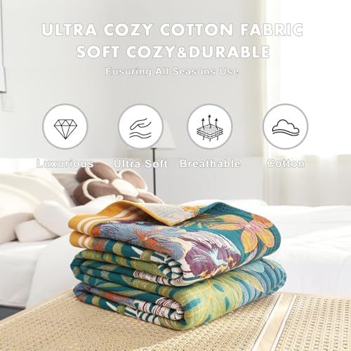 MSGKV Boho Throw Blanket 60"x80" Cotton Floral Blanket for Couch Sofa Bed - Image 5