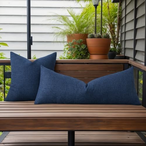 Kevin Textile Outdoor Waterproof 14”x36” Lumbar Pillow Cover 1 Pack, Blue - Image 6