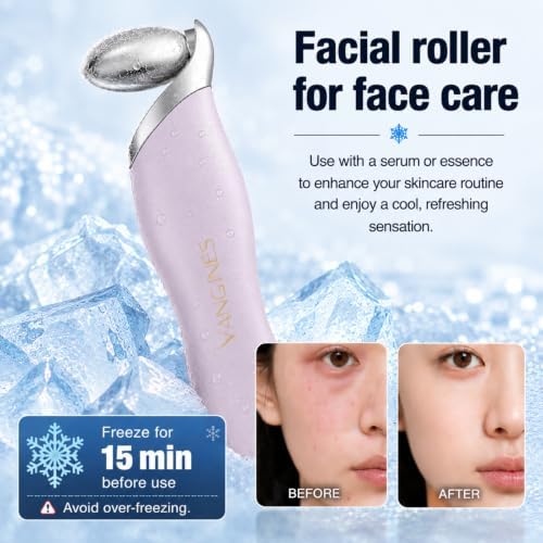 Ice Roller for Face & Eyes, Cooling Facial Roller with Blackhead Remover & 2 Silicone Brushes, Stainless Steel Face Roller for Puffiness, Pores & Deep Cleansing (Purple) - Image 3