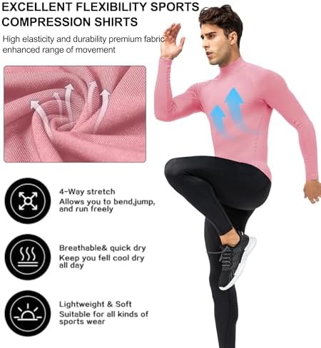 SPVISE Men's Compression Shirts Long Sleeve Mock Turtleneck Workout Tops - Image 4