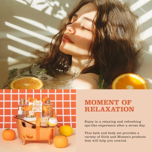 Orange spa gift set Great Gift, Spa Gifts for girls, Bath & Body care Set - Image 6