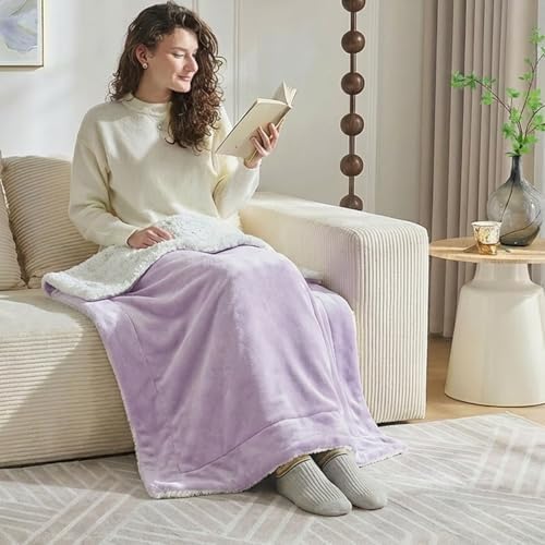 NANPIPER Warm Sherpa Blanket for Couch, Soft Fleece for Winter, Fuzzy Plush Small Throw Gift for Baby, Lavender 30x40 Inches by NANPIPER