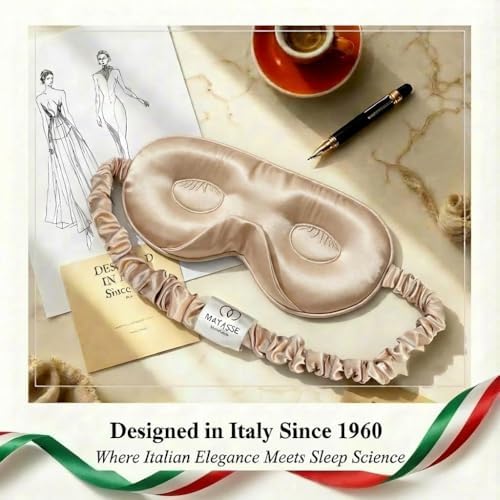 MATASSE 100% Mulberry Silk Sleep Mask, Champagne - Image 2