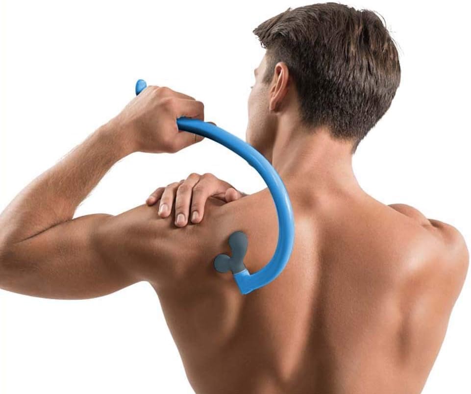 Portable Self Massage Tool - Portable Trigger Point Therapy for Back and Neck, 7.21*14in Lower Back Massager, Myofascial Release Tool & Deep Tissue Muscle Massage Stick, Shoulder Leg Feet Blue - Image 6