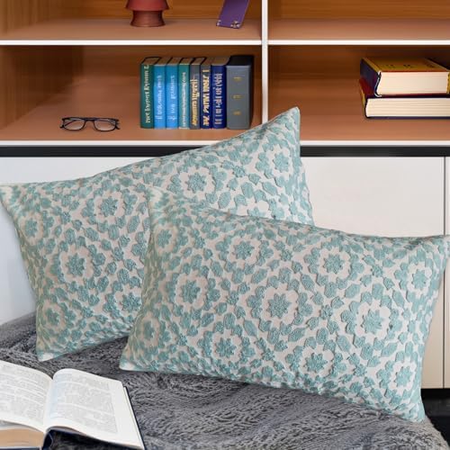 Lumbar Decorative Throw Pillow Cover 12x20 inch Porcelain Light Blue Trellis Mina Pillow Case 1pc Aquatic Blue 30x50cm Glacier Airy Light Blue Pillow Cushion Cover - Image 2