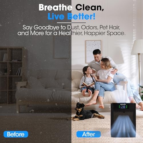SereneLife Air Purifier for Home - Smart Room Air Purifier with Sleep and Automatic Modes, WiFi and App Control, Ultra Quiet, Removes Dust, Pet Hair and Odor for Large Rooms up to 1,076 Sq Ft - Image 3