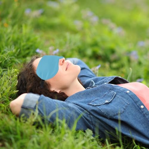 2 PCS Blue Silk Sleep Mask - Eye Masks for Sleep, Blindfold Travel Eye Mask - Shade Cover for Sleeping - Men & Women - Image 5