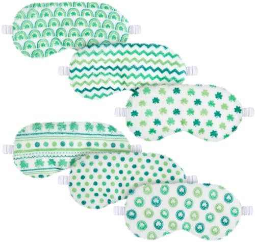 Cuffbow 6 Pack Fuzzy Sleep Masks Plush Eye Mask,Four Leaf Clover,Green by Cuffbow