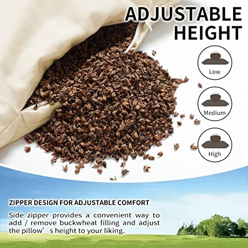 Organic Buckwheat Pillow for Sleeping with Organic Cotton Pillowcase - Image 4