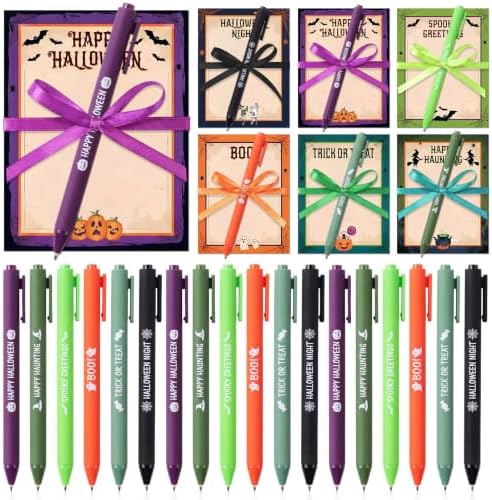Pajean 72 Pcs Halloween Notepad and Pen Set with Ribbon Gifts by Pajean