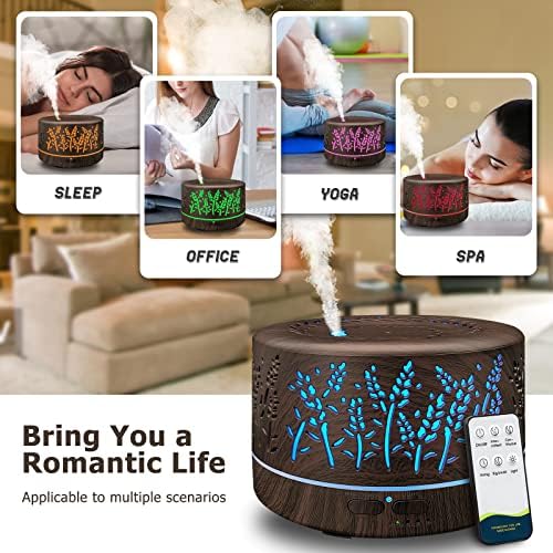 Diffusers for Essential Oils Large Room 600ml,Essential Oil Diffusers for Home with R/C,Cool Mist Humidifier,7 Colors Lights & 3 Mist Mode Waterless Auto Off for Office - Image 3