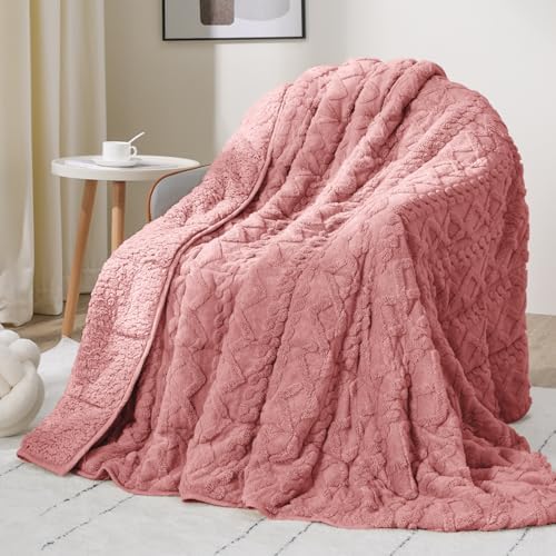 Drewin Weighted Blanket Queen Size 15lbs for Adults,Apricot Pink,60" x 80" by Home
