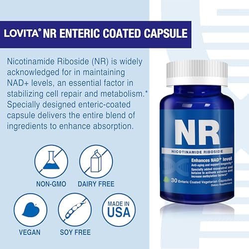 LOVITA NAD+ Supplement NR, 840 mg, 100 Enteric-Coated Vegan Capsules - Image 4